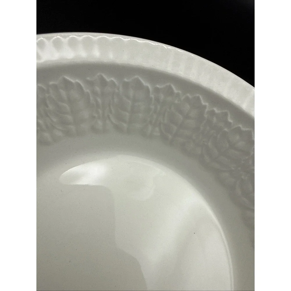 (2) pontesa ironstone spain Cereal Bowl White Leaf Pattern 6 3/8